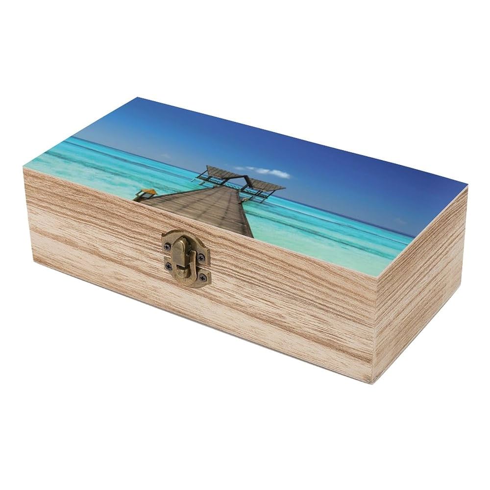 Amazon｜ナチュラルな 木製 透き通った青い水に浮かぶ木製の桟橋